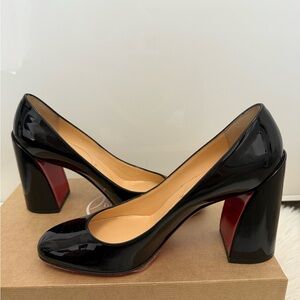 Christian Louboutin Black Patent Leather Heels Miss Sab 85MM size 37.5